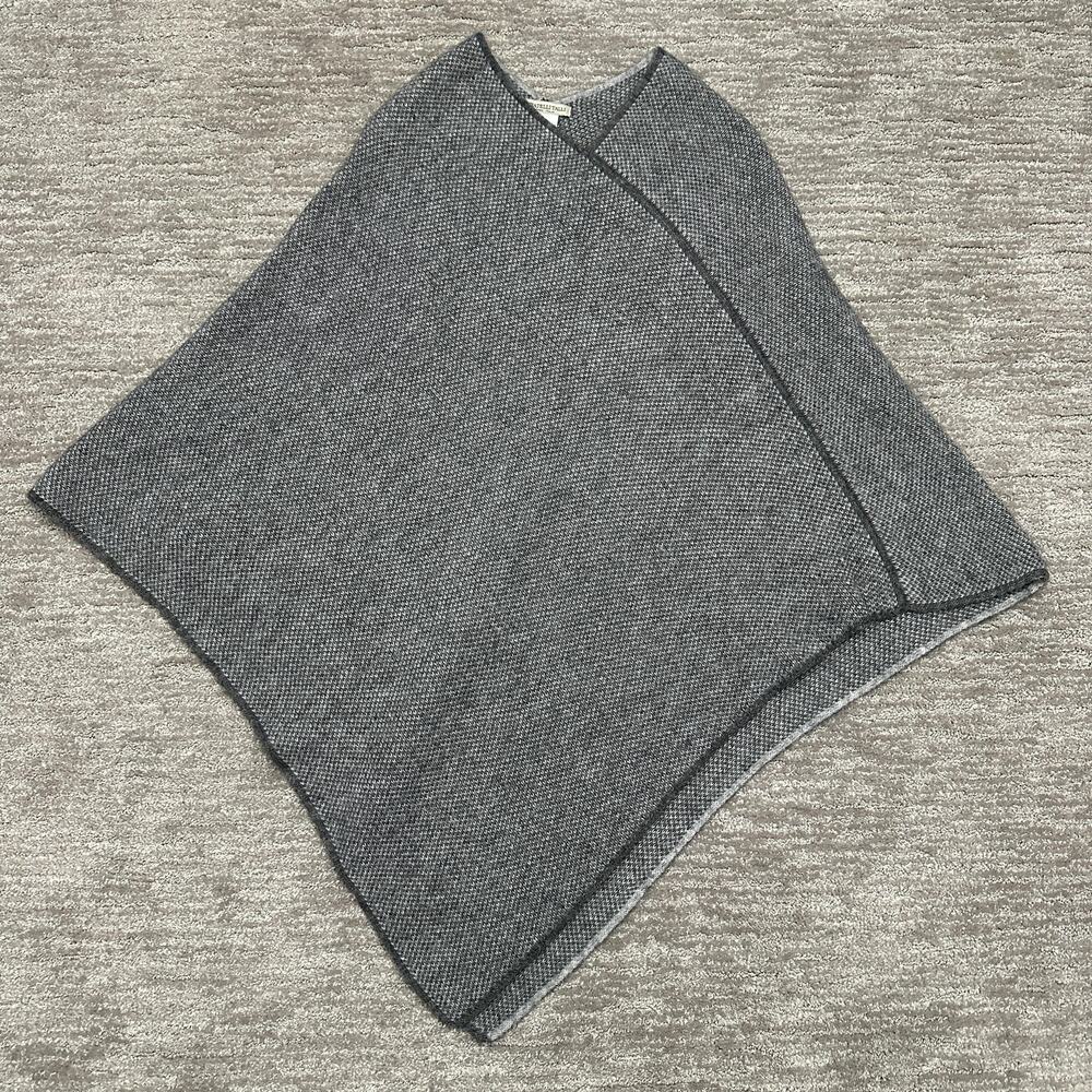 Fratelli Talli Sweater Cape Womens One Size Gray Herringbone Knit Italy Poncho